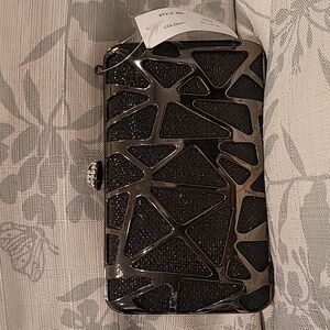 Black Clutch with removable Crossbody Strap NWOT